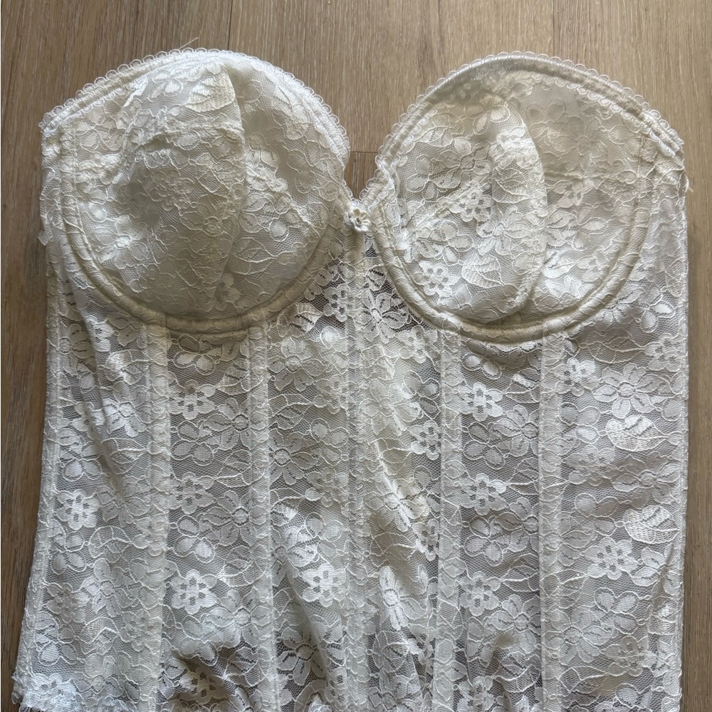Dominique Cream Lace Bustier Chemise